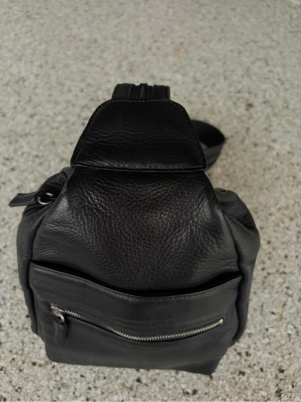 Nine West Black Genuine Leather Sling Backpack Crossbody Bag y2k gorpcore